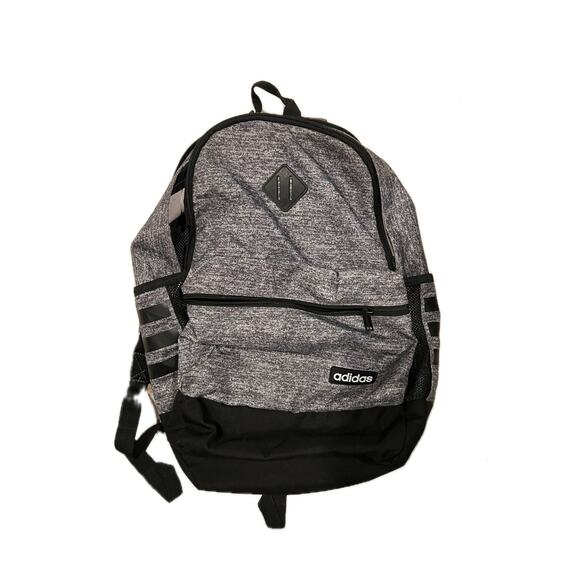 Adidas Classic Three Stripes Gray Black Backpack - Picture 1 of 4